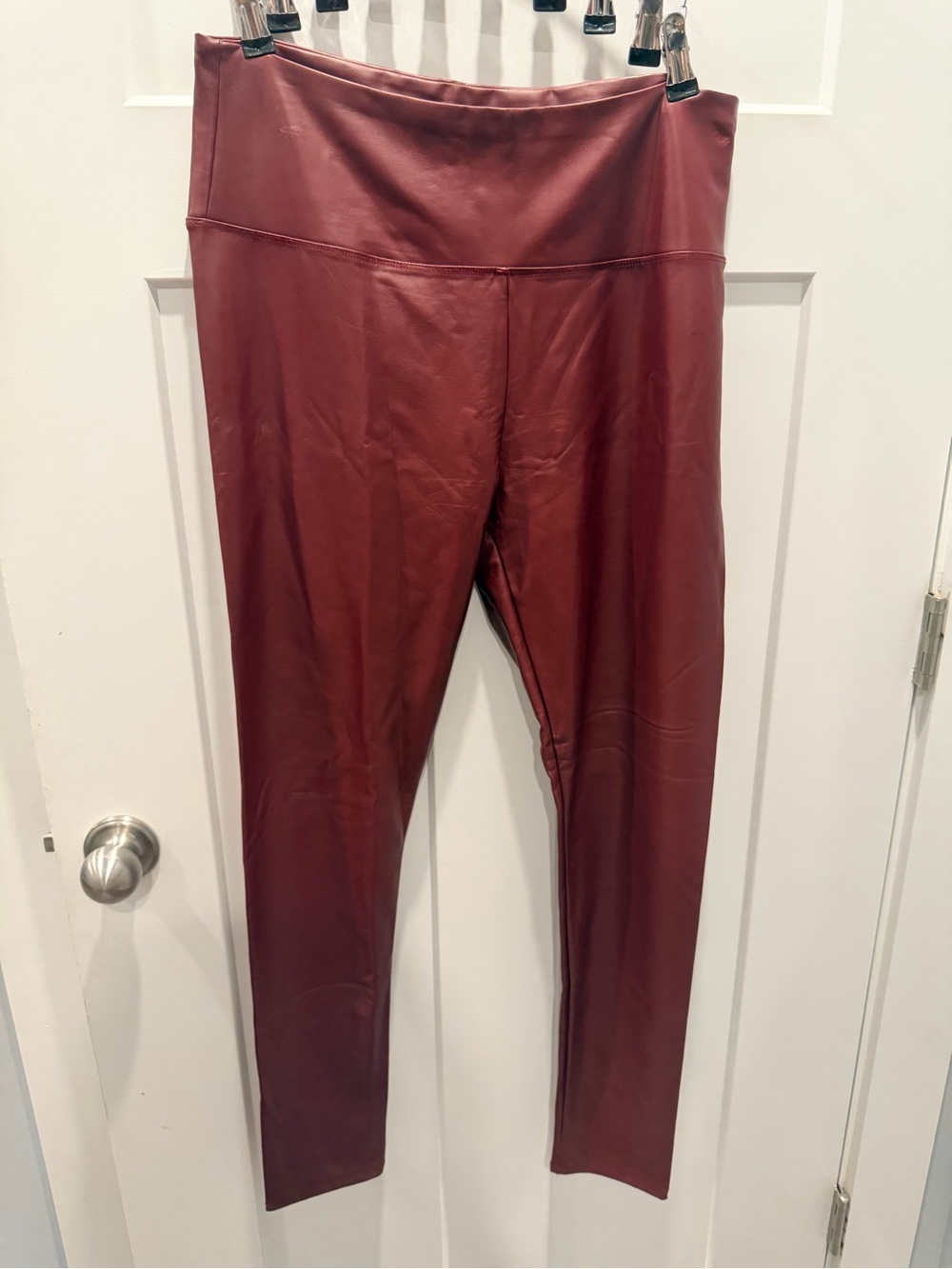 ViV Collection Burgundy Faux Leather High Waist Leggings XL